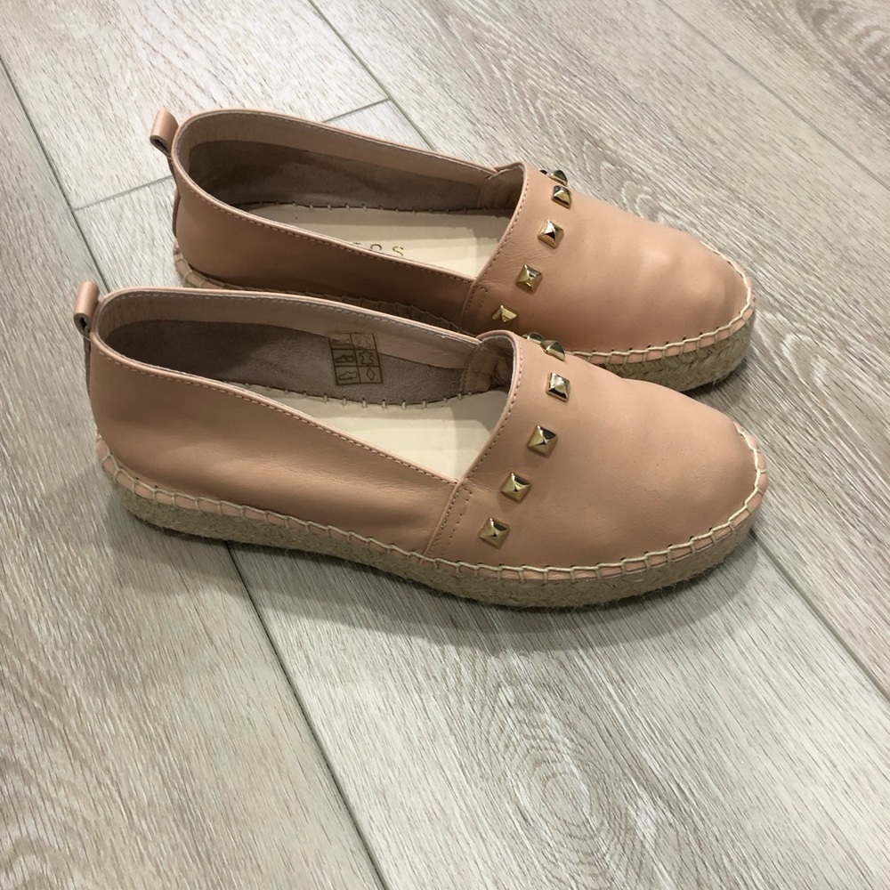 Ateliers Women's Blush peach Espadrille Flats with Stud Accents-only worn once